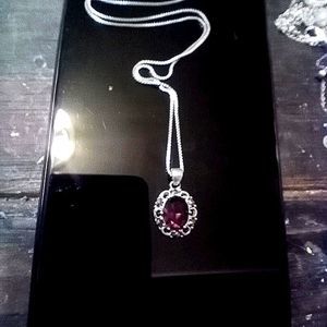 Amethyst Pendent with 925 Sterling Silver Box Chain
